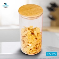 Food Storage Jar Glass Storage Jar 1250 900 500 350 250 LargeML Airtight Jar Bamboo Lid Wooden Food 