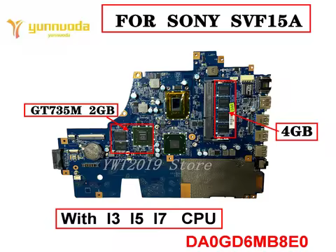 Original For Sony SVF15A Laptop motherboard With CPU I3 I5 I7 DA0GD6MB8E0 GT735M 2GB 4GB RAM tested 