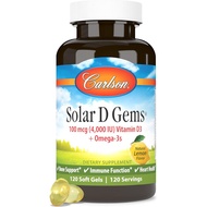 Carlson - Solar D Gems, Vitamin D3 and Omega-3 Supplement, 4000 IU (100 mcg) D3, 115 mg Omega-3 EPA 