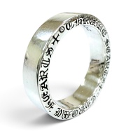 全新☆鉻心 (CHROME HEARTS) 925 銀色間隔珠戒指，6mm 間距，素面，尺寸 JP23（約），重量 12.6 克，男士款