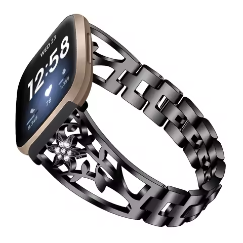 For Fitbit Sense / Sense 2 smart band Stainless Steel Women Men Diamond bracelet strap watchband for