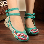 [Ethnic Rhyme Embroidered Shoes 2] Ethnic Rhyme Hibiscus Old Beijing Cloth Shoes Embroidered Shoes E