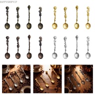 HSV 4Pcs Antique Coffee Dessert Spoon Ocean Theme Teaspoon Creative Handle Stirring Spoons Ice Cream