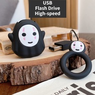 Black USB Flash Drive with Lanyard Memory Stick Portable Slender Man Cute Cartoon Drive 64G High-spe