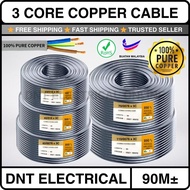 【Copper】3 Core Wire Flexible Pvc Cable - 110/0.076 70/076 40/076 40/016 23/016 Kabel Elektrik Wayar 