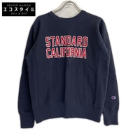 Standard California x Champion 聯名款海軍藍反向編織圓領衛衣，M 碼 [二手]