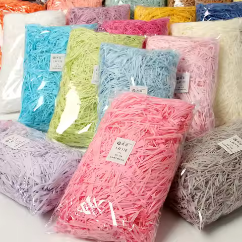 100g Colorful Shred Crinkle Paper Raffia Shredded Confetti Birthday Gift Box Filling Material Weddin