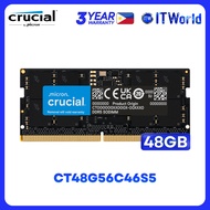 Crucial DDR5 RAM 48GB (1×48GB) 5600Mhz SODIMM Unbuffered Laptop Memory (CT48G56C46S5) | itw