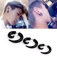 ต่างหู Unisex Black Fake Spiral Snail Earrings Gothic Punk Stud Earrings for Men Women Rock Party Je