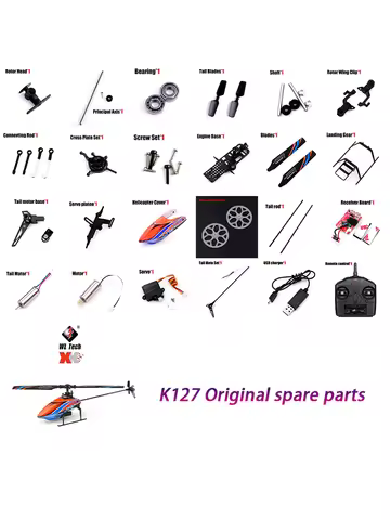 Wltoys XK K127 V911S RC Helicopter Accessories Head Canopy Receiver Board Blade Tail Motor Rotor Ser