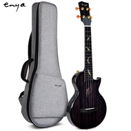 Enya Tenor Ukulele All Mahogany Ukulele with Built-in AcousticPlus Pickup and Deluxe Ukulele Case(EUT-Feather Black)