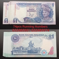 1Set74pcsRunningNumbers GS2685901-974 85-100%New Malaysia S6 RM1 Jaffar Hussein Duit Lama (Collectib