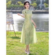 Green Cheongsam Young Style Improved Version Summer New Chinese Daily Wear Suitable for College Entr