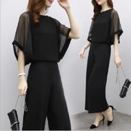 casual outfit for women plus size new short sleeve top+black long pants casual outfit woman set 套裝女大