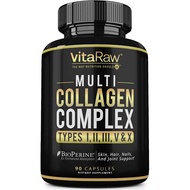 Collagen Pills 1800 mg - 90 Capsules Multi Collagen Supplements (Types I, II, III, V &amp; X) Grass Fed Non GMO Peptides Pills Hair, Skin, Joints Hydrolyzed Protein Powder Women Men