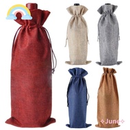 JUNE 3Pcs Wine Bottle Cover, Gift Pouch Drawstring Linen Bag,  Packaging Washable Champagne Wine Bottle Bag Wedding Christmas Party