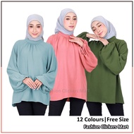 FC Mart – Women Casual Blouse / Blouse Muslimah / Plain Long Sleeve Fashion Top / Baju Blause Perempuan Lengan Panjang