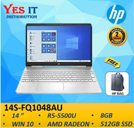 HP 14s-FQ1048AU 14 " FHD LAPTOP ( R5-5500U  8GB  512GB SSD AMD Radeon  W10 2YW) FREE BAG