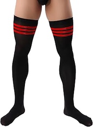 Men’s Sissy Thigh High Socks Over Knee Stockings Femboy Crossdresser Striped Long Sockings Clothes f