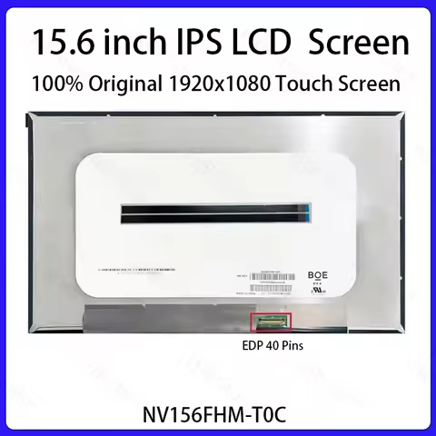 15.6 Inch Laptop LCD Touch Screen NV156FHM T0C NV156FHM-T0C Display Matrix Panel Replacement 1920x10