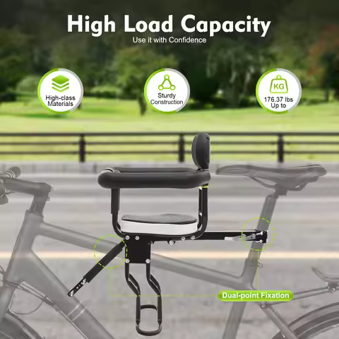 NEW Bicycle Front Safety Child Bicycle Seat, with Handrail&Pedals Support for around 1 to 5 years ol