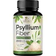 Psyllium Husk Fiber Supplement 2000mg, Natural Daily Soluble & Insoluble Fiber Pills, Psyllium Husk 