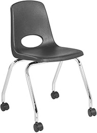 Factory Direct Partners - 10372-BK -10372 18" Mobile School Chair with Wheels for Kids, Teens and Adults; Ergonomic Seat for in-Home Learning, Classroom or Office - Black (2-Pack)