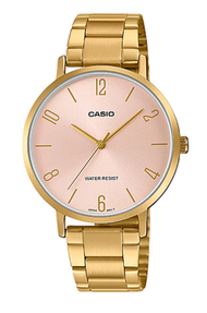 Casio Standard นาฬิกาข้อมือผู้หญิง สายสแตนเลส รุ่น LTP-VT01,LTP-VT01G,LTP-VT01G-4B - สีทอง
