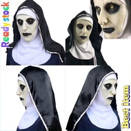 topeng hantu seram rumah hantu takut Scary Nun Latex Mask Headscarf Valak Cosplay Halloween Costume 