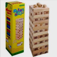 Wooden 48 Number Dice Stacking Building Game Block