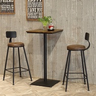 Table Chair Coffee Shop Household Combination Iron Art Square Table Dining High Feet American Milk T