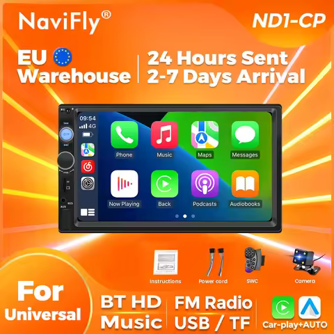 Navifly 7-inch HD Touch Screen 1 Din 2 DIN MP5 Player Multimedia Carplay+Auto Car Radio Universal Fo