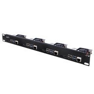 PI4-1U-RACK-KIT, 1U Rack Kit for Raspberry Pi 4, 19′′ Rackmount, up to 4 Units