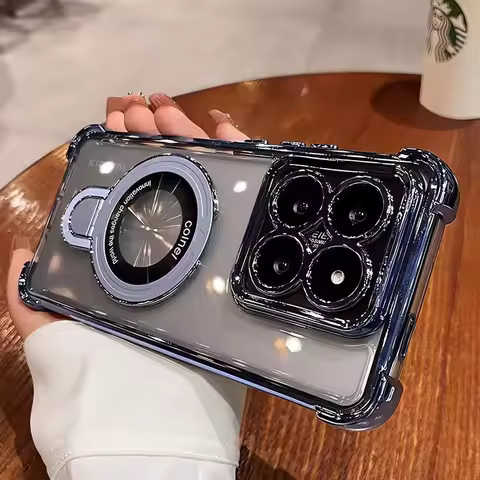 For Xiaomi 15T Pro Transparent Shockproof Magnetic Bracket Phone Case For Xiaomi 17 Pro Max 13T 14T 