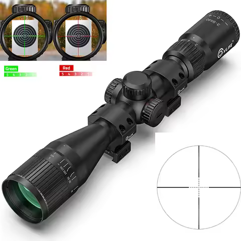 CVLIFE 3-9x40 AO Rifle Scope Red and Green Illuminated Mil-Dot Reticle 1-inch Tube SFP Riflescope wi