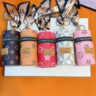 Bag Women 2025 Retro Old Flower Leather Keychain Leather Mini Lipstick Bag Smart Earphone Change Pen