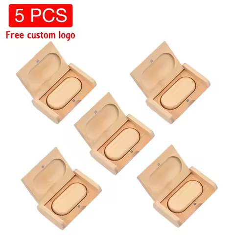 JASTER 5 PCS/LOT USB Flash Drive Wooden Box Pen Drive Wood USB2.0 Free Custom Logo 32GB 64GB Memory 