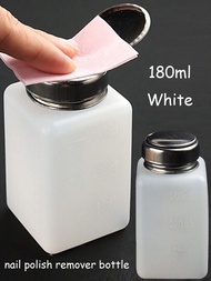 180毫升白色不銹鋼指甲油卸妝液泵式分裝瓶,適用於酒精、指甲油和卸妝液,金屬瓶頂