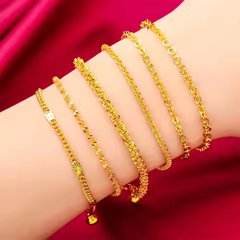Women's Caterpillar Water Wave Bracelet 24K Gold AU999 - Traditional craft, 3D dual pattern, anti-ox