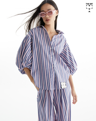 The SRT X14 (TBL240) Balloon Sleeve Striped Shirt - เสื้อเชิ้ตลายทาง แขนทรงบอลลูน