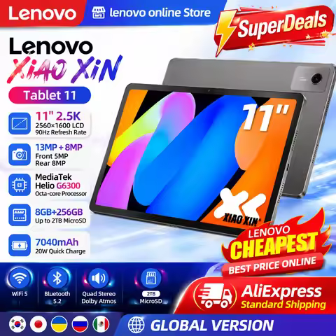 New Global Rom Lenovo Xiaoxin Pad 11 (2025) AI Tablet Dimensity 6300, 2.5K 11" 90Hz QHD+ Display 704