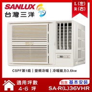 【SANLUX 台灣三洋】 4-6坪變頻R32冷暖窗型冷氣 (SA-L36VHR/SA-R36VHR)/ 右吹
