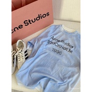 ONEONE2025 | Acne Studio * s Blue Retro Distressed 1996 Loose Short Sleeve