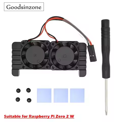 Raspberry Pi Zero 2 W Case with Dual Fan Kit, Pi0 Heatsink Set, Raspberry Pi Cooling Fan Kit with Ta