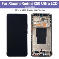 YY 6.67 "Amoled สำหรับ Xiaomi Redmi K50กรอบจอ LCD เฉียบหน้าจอสัมผัส Digitizer สำหรับ Redmi K50อัลตร้