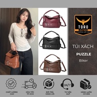 PUZZLE BIKER Bag - microfiber Leather Handbag