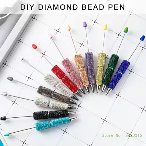 4 Pcs Rhinestones Bead Pen Beadable Ballpoint Pen Smooth Writing Pen 1.0mm Pen Rollerball Pen School