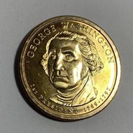 (美國錢幣)2007-D美國第一任總統GEORGE WASHINGTON 美金1元金色硬幣 真幣直徑2.6公分 未流通過