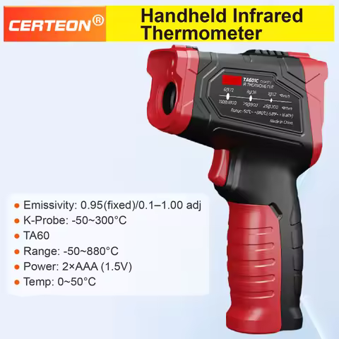 TA600 Series Non‑Contact Infrared Thermometer 880℃ Digital IR Thermometer Gun Industrial High Temper