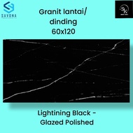 Granit lantai 60x120 Savona Gress Lightining Black - Glazed Polish